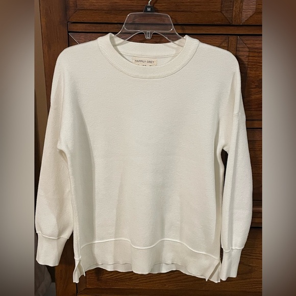 Happily Grey Sweaters - Happily Grey Women's Cream Crewneck Pullover Sweater